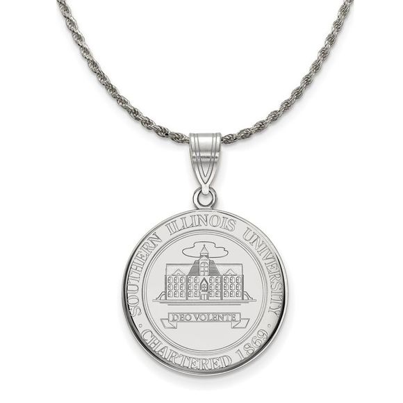 Sterling Silver Southern Illinois U. Large Crest Disc...